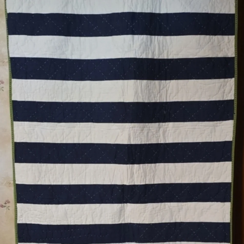 Pottery Barn Kids Allegator Quilt in Green and Navy - Picture 3 of 5